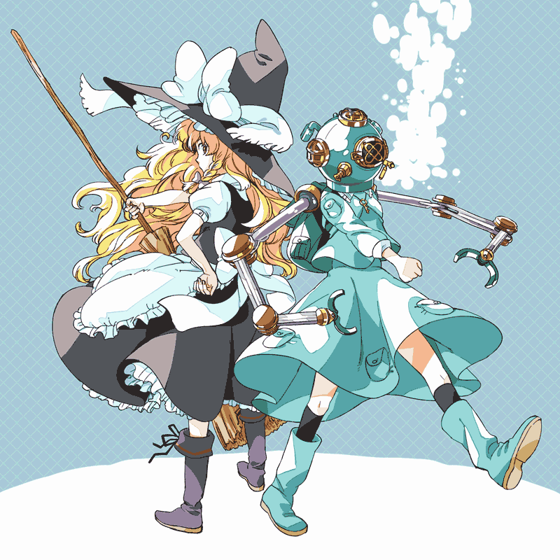 kirisame marisa and kawashiro nitori (touhou) drawn by yukataro