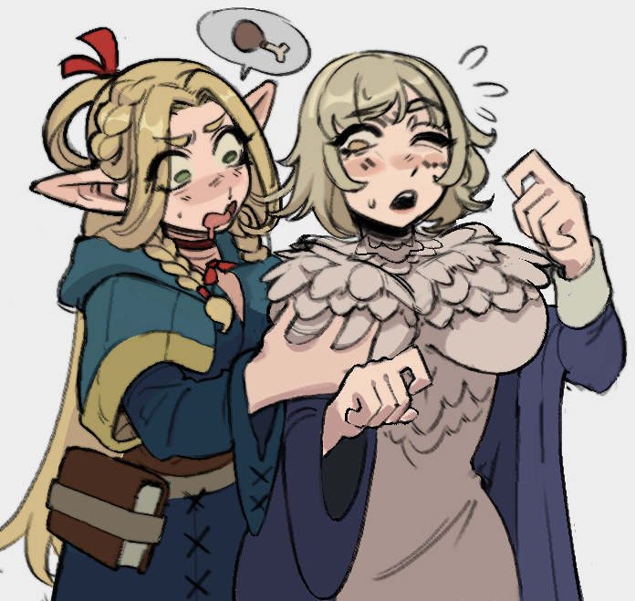 marcille donato and falin touden (dungeon meshi) drawn by cosita_art