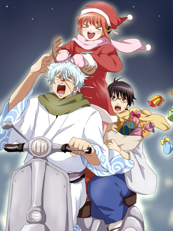 sakata gintoki, kagura, and shimura shinpachi (gintama) drawn by maruki_(punchiki)