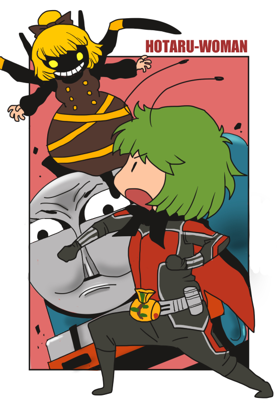 wriggle nightbug, kurodani yamame, ant-man, and gordon the big engine (touhou and 4 more) drawn by onikobe_rin