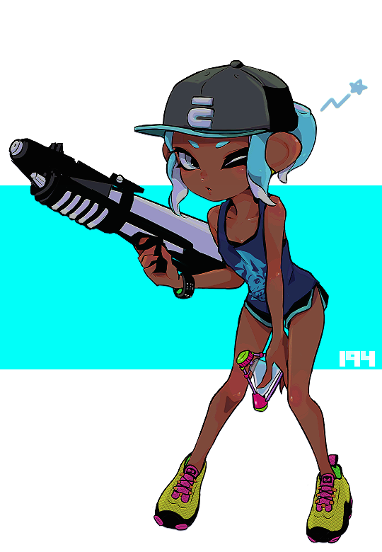 octoling player character and octoling girl (splatoon) drawn by imaikuy0