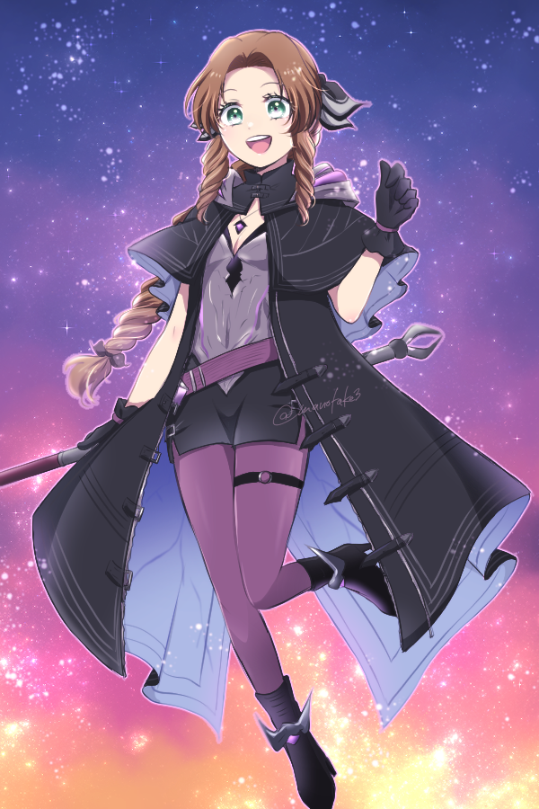 aerith gainsborough (final fantasy and 2 more) drawn by manotake3