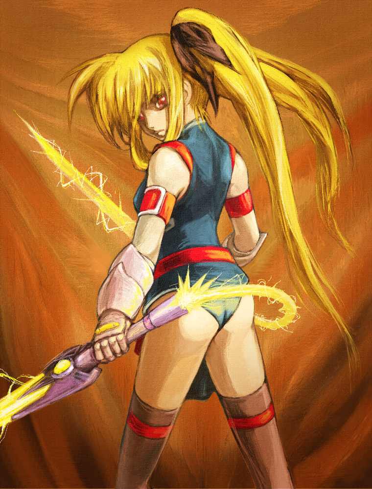 fate testarossa and bardiche (lyrical nanoha and 1 more) drawn by shirogane_kihen