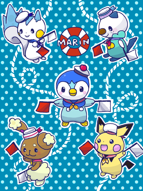 piplup, oshawott, pichu, pachirisu, and buneary (pokemon) drawn by mimomo