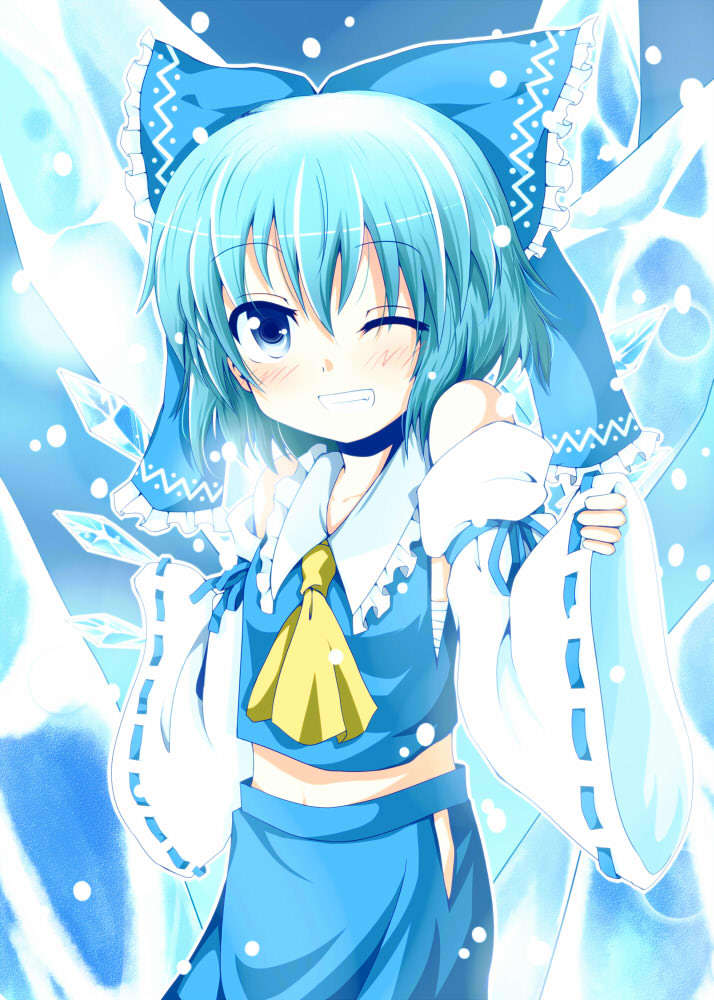 hakurei reimu and cirno (touhou) drawn by chata_maru_(irori_sabou)