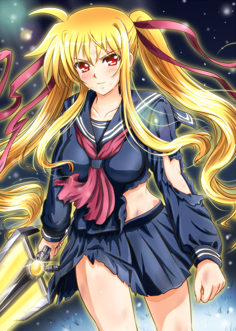 fate testarossa, bardiche, mizuki nana, and kisaragi saya (lyrical nanoha and 3 more) drawn by diesel-turbo