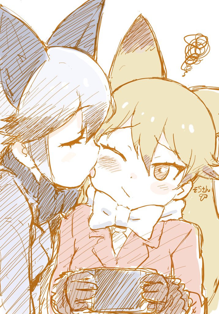 silver fox and ezo red fox (kemono friends) drawn by masuyama_ryou