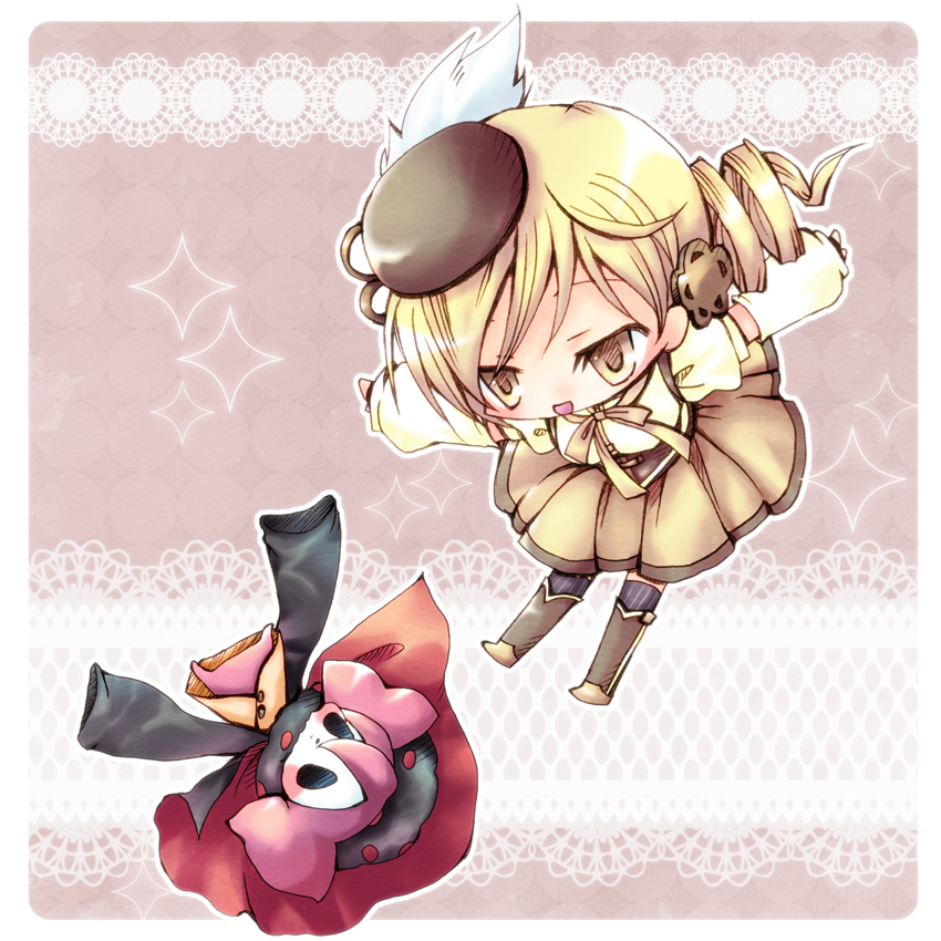 tomoe mami and charlotte (mahou shoujo madoka magica) drawn by rinko_(agurinjtb)