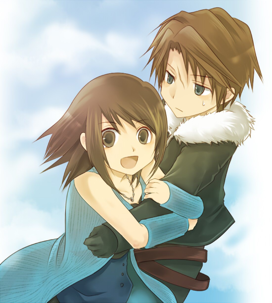 squall leonhart and rinoa heartilly (final fantasy and 1 more) drawn by idu