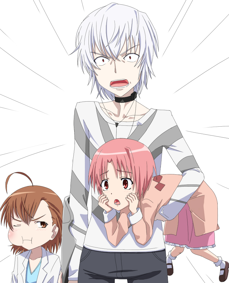 accelerator, last order, and tsukuyomi komoe (toaru majutsu no index) drawn by yoshida_keiji
