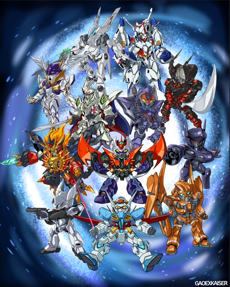 g-self, genesic gaogaigar, kg-6 sleipnir, escaflowne, mark sein, and 8 more (gundam and 17 more) drawn by gao_ex_kaiser