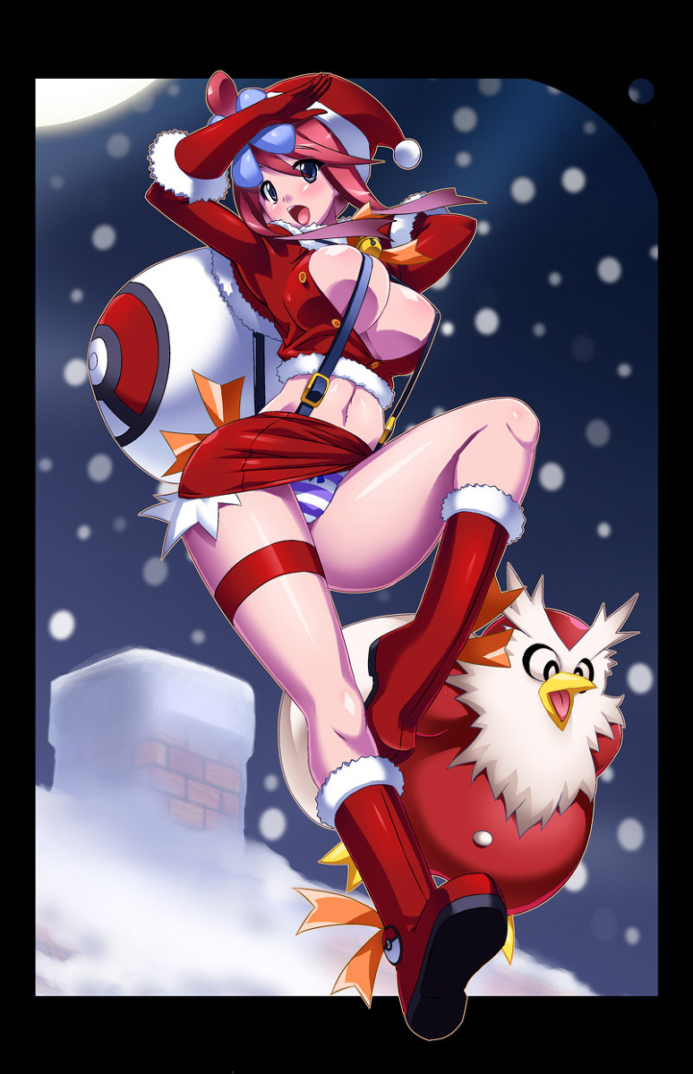 skyla and delibird (pokemon and 1 more) drawn by midori_aoi