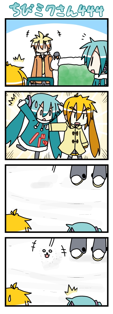 hatsune miku, kagamine len, akita neru, chibi miku, and hamo (vocaloid) drawn by minami_(colorful_palette)