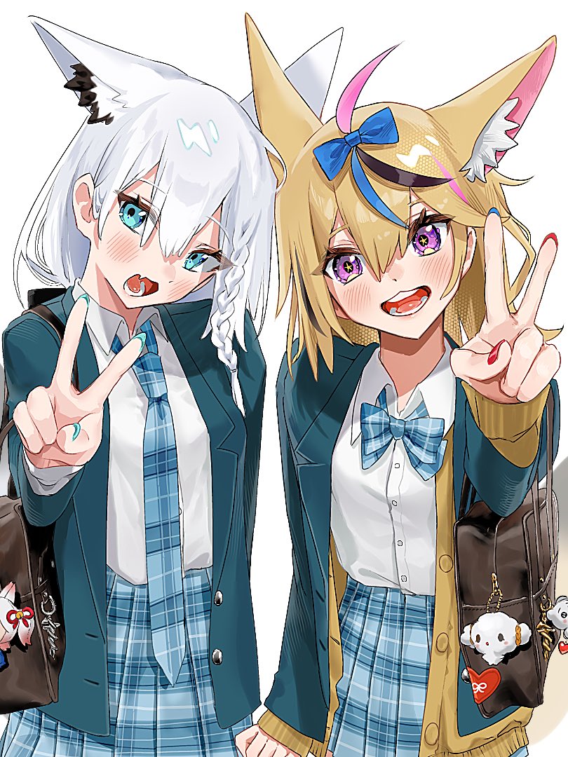 shirakami fubuki and omaru polka (hololive) drawn by wakowd
