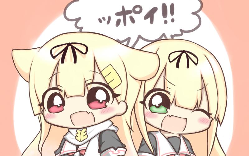 yuudachi and yuudachi kai ni (kantai collection) drawn by jako_(jakoo21)