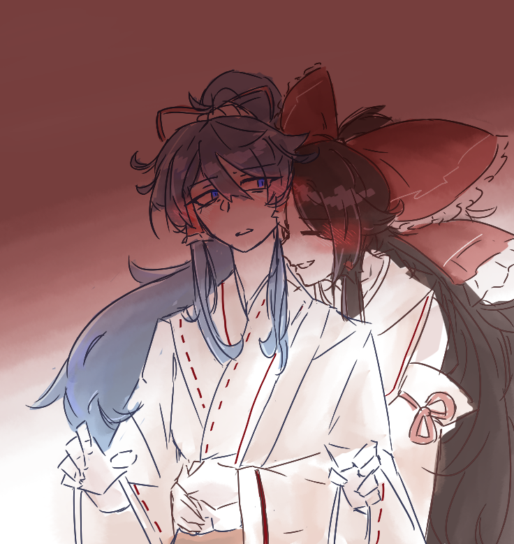 miyadeguchi mizuchi and gensokyo's first hakurei miko (touhou) drawn by hakuma_(hakuma_okyk)