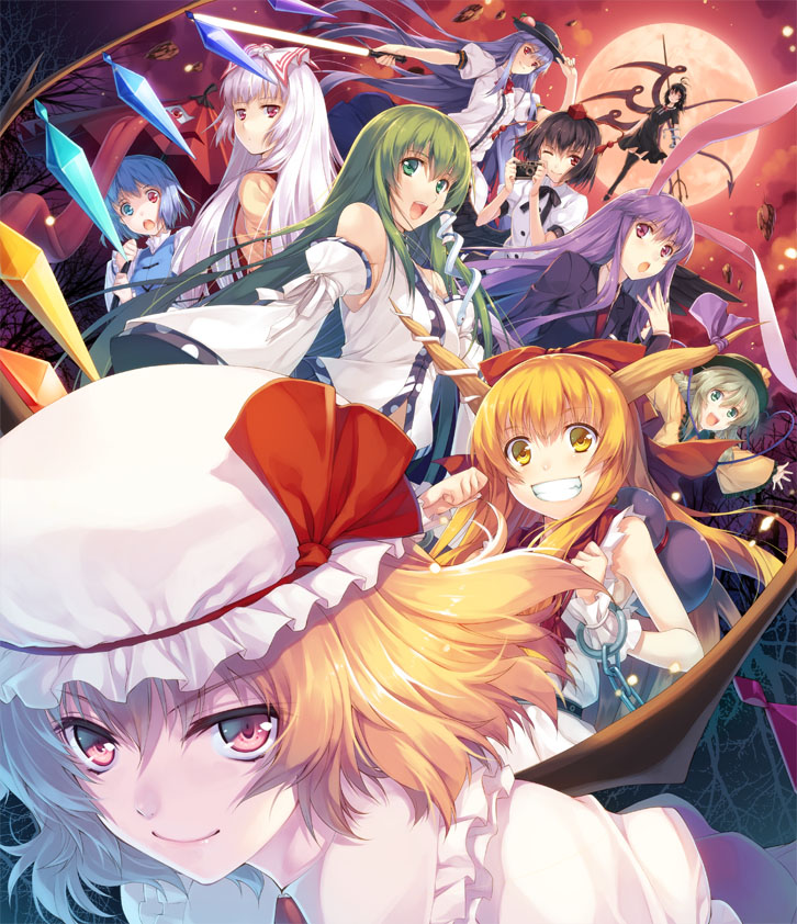 remilia scarlet, flandre scarlet, komeiji koishi, kochiya sanae, shameimaru aya, and 6 more (touhou and 1 more) drawn by hagure_keg