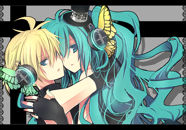 hatsune miku and kagamine len (vocaloid and 1 more) drawn by pima_mashiro