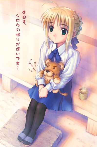 artoria pendragon and saber (fate and 1 more) drawn by goto_p