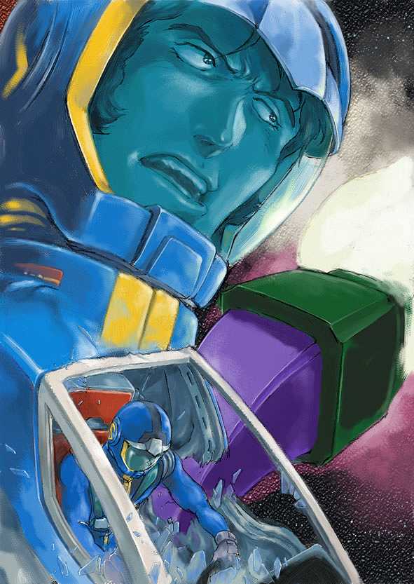 core fighter, big zam, core booster, and sleggar law (gundam and 1 more)