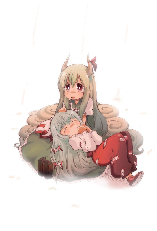 fujiwara no mokou, kamishirasawa keine, and ex-keine (touhou) drawn by cream_(nipakupa)