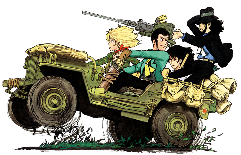 arsene lupin iii, jigen daisuke, mine fujiko, and ishikawa goemon xiii (lupin iii) drawn by ootsuka_yasuo