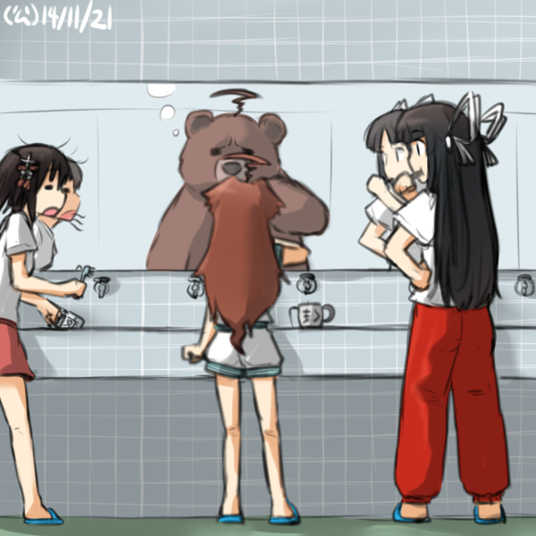 sendai, kuma, and hiyou (kantai collection) drawn by hamu_koutarou