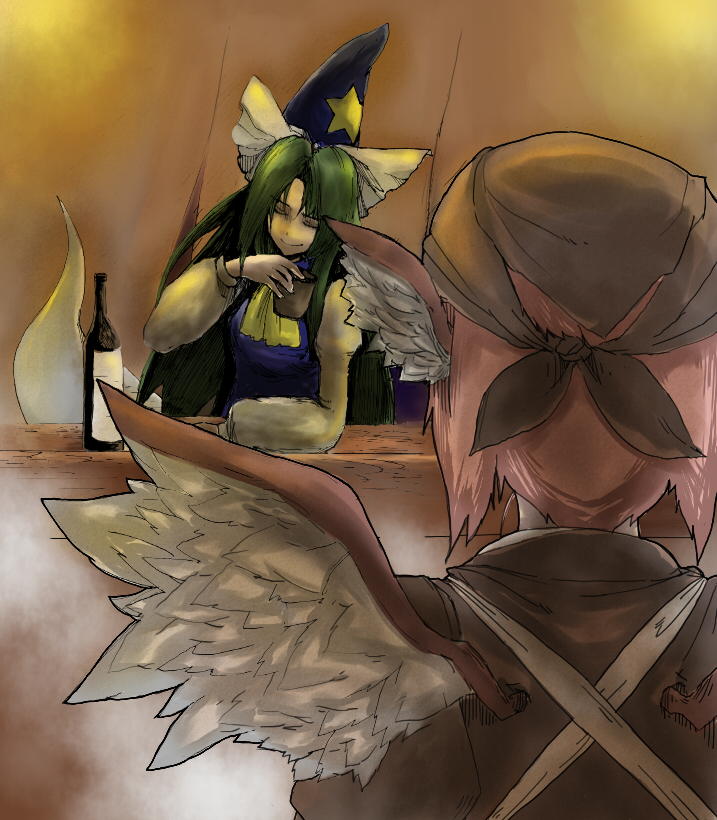 mystia lorelei, mima, and okamisty (touhou) drawn by masuzou