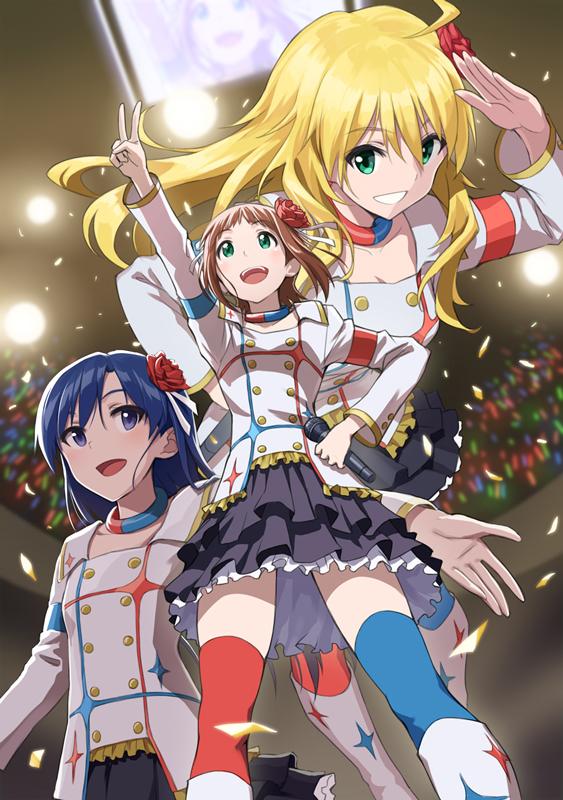 hoshii miki, kisaragi chihaya, and amami haruka (idolmaster and 3 more) drawn by mofu_(mof_swimradio)