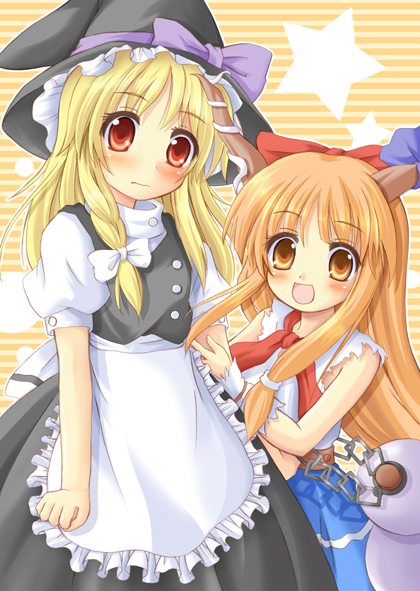 kirisame marisa and ibuki suika (touhou) drawn by kawai_kei_(artist)