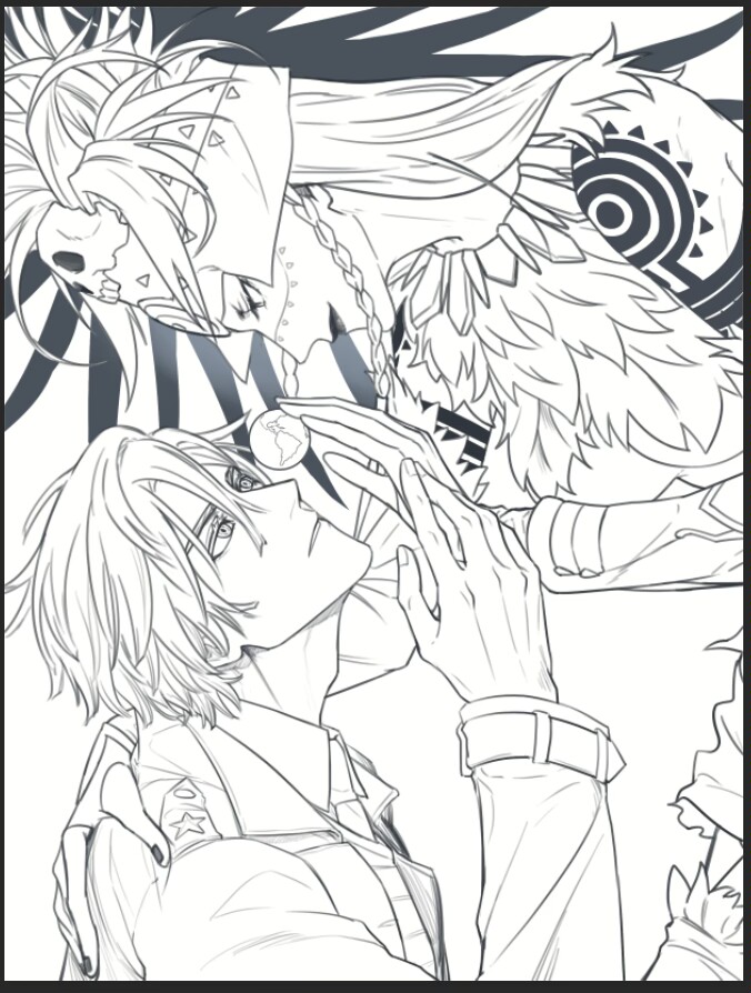 tezcatlipoca and daybit sem void (fate and 1 more) drawn by thunderkalel
