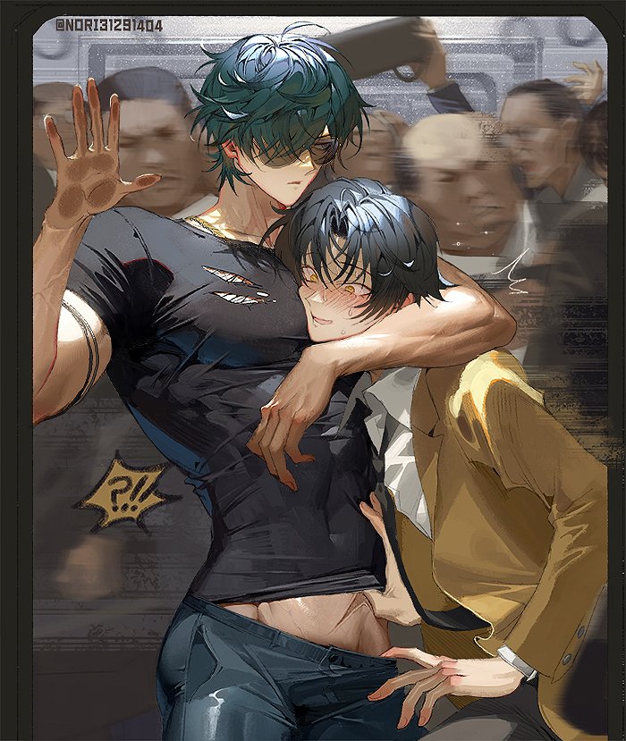 asaba harumasa and lighter (zenless zone zero) drawn by runa_(nori31291404)