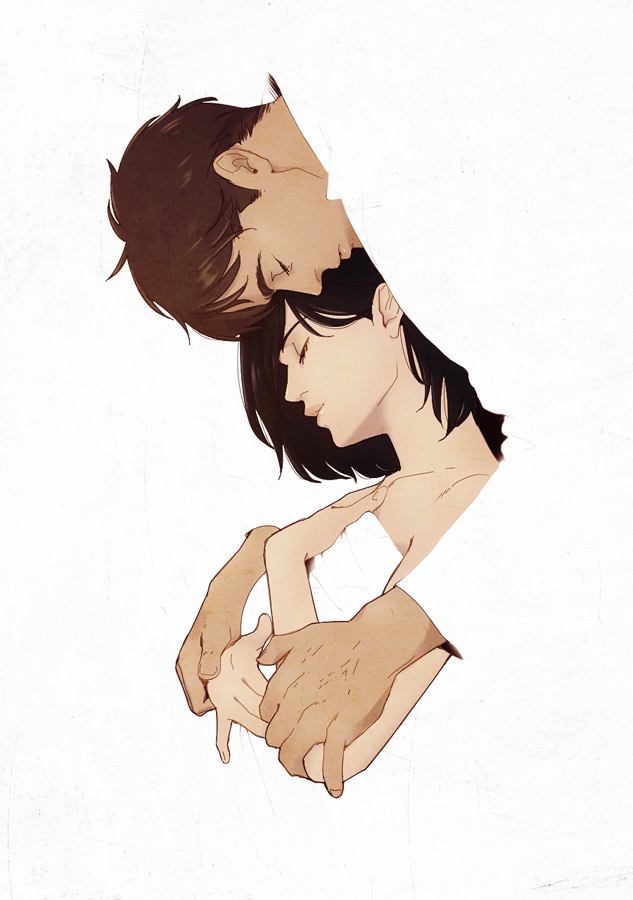 mikasa ackerman and eren yeager (shingeki no kyojin) drawn by hanpetos