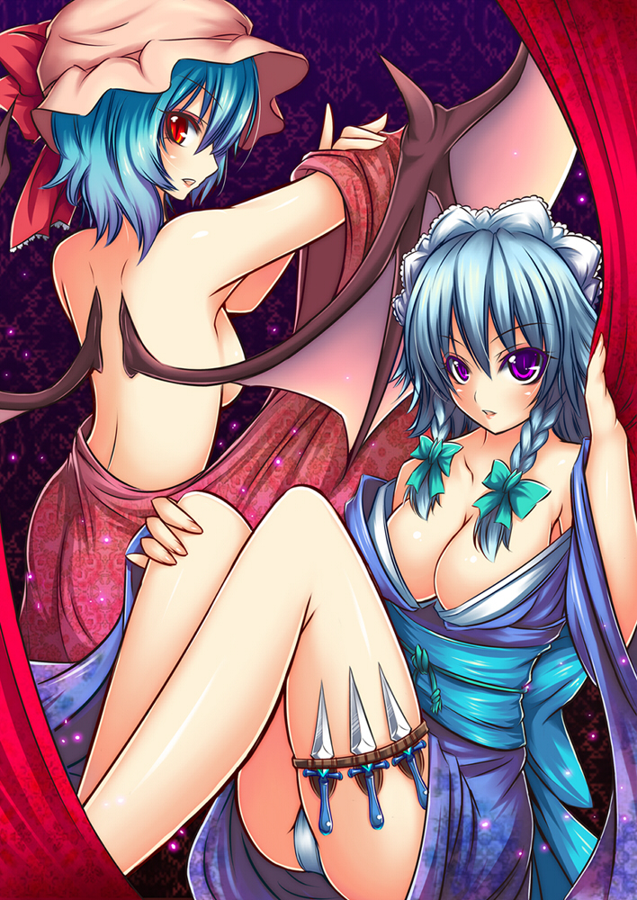 remilia scarlet and izayoi sakuya (touhou) drawn by suzuneko_(yume_no_kyoukai)