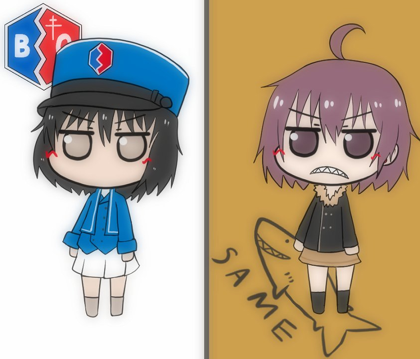 andou and yamamori neko (girls und panzer and 2 more) drawn by mu_tan_(w)