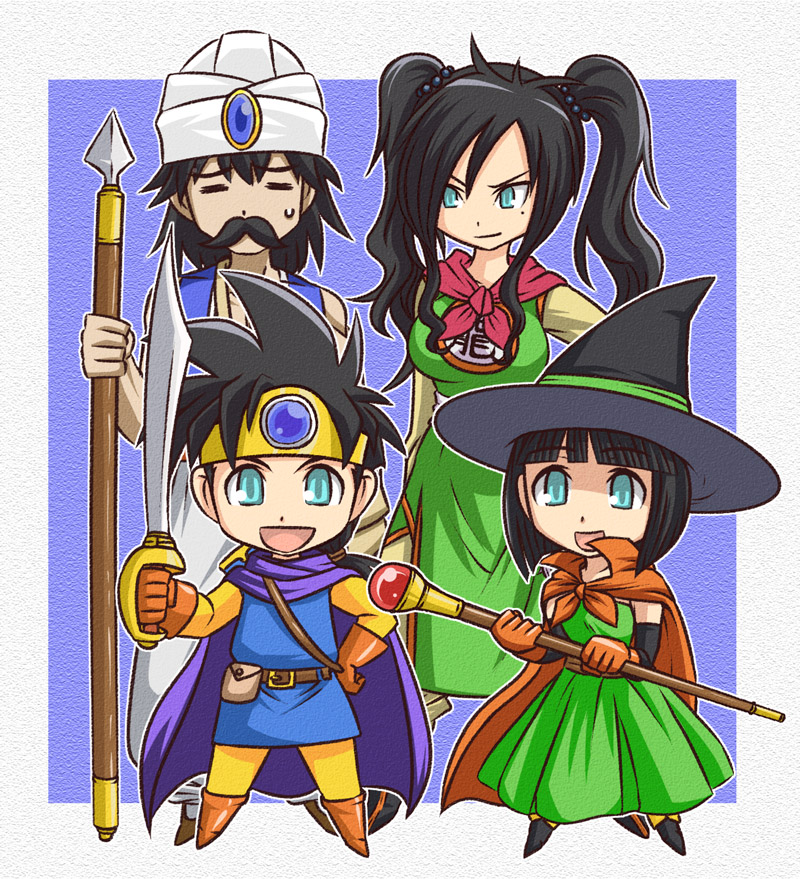 roto, hero, hero's daughter, martial artist, mage, and 3 more (dragon quest and 2 more) drawn by tonda