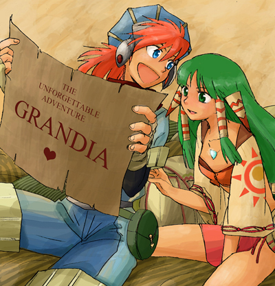 feena and justin (grandia and 1 more) drawn by muromachi