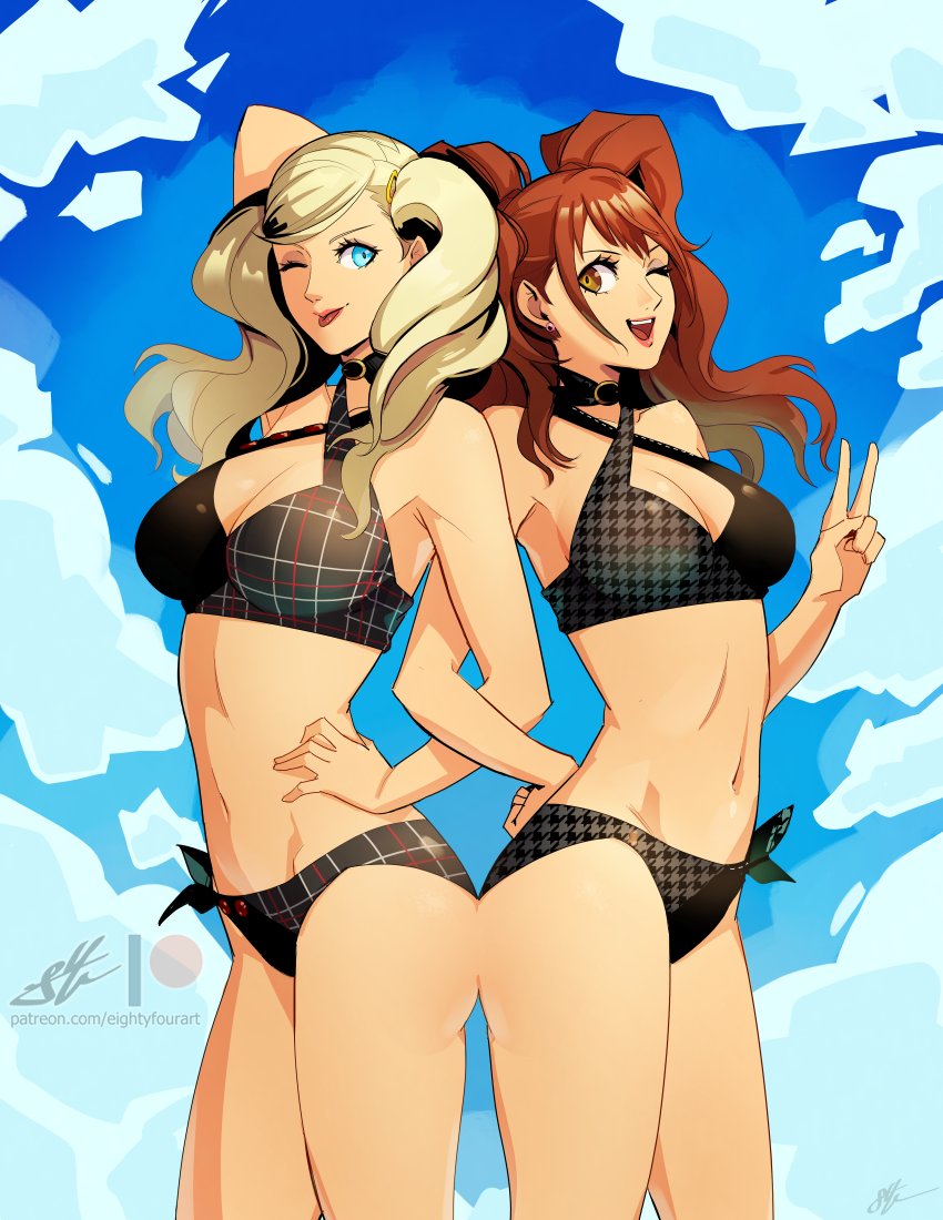 kujikawa rise and takamaki anne (persona and 2 more) drawn by eightyfourart