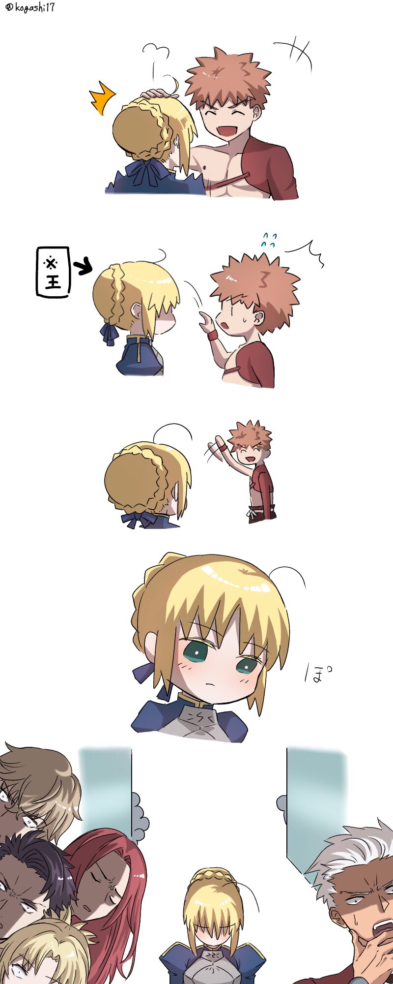 artoria pendragon, saber, emiya shirou, archer, mordred, and 4 more (fate and 1 more) drawn by kogashi17