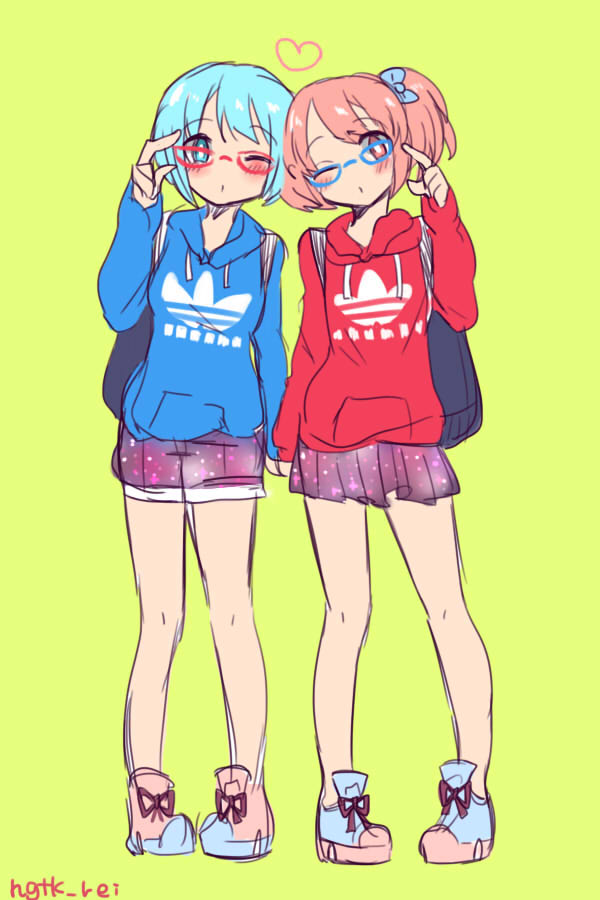 kaname madoka and miki sayaka (mahou shoujo madoka magica) drawn by nagachika