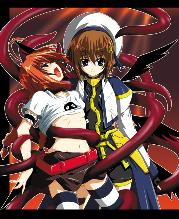 yagami hayate and vita (lyrical nanoha and 2 more) drawn by fumihiro