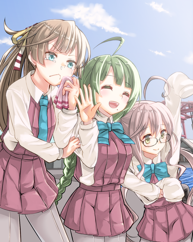 makigumo, yuugumo, and kazagumo (kantai collection) drawn by higeno_shinshi
