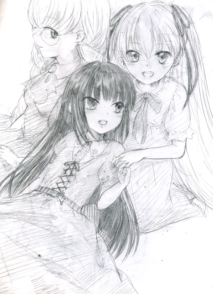 kokonoe rin, kagami kuro, and usa mimi (kodomo no jikan) drawn by tokiwa_osamu