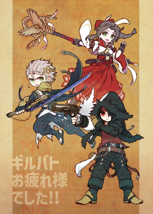 aerith gainsborough, vincent valentine, hinoa, and sephiroth (final fantasy and 4 more) drawn by komm_ec_7