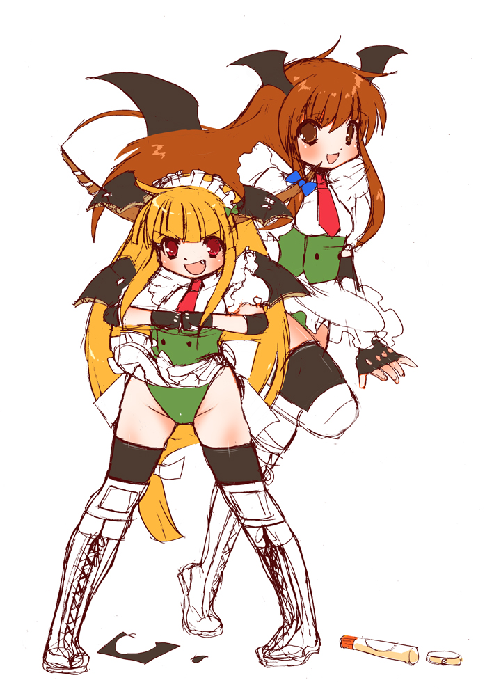 koakuma and ibuki suika (touhou) drawn by dei_shirou