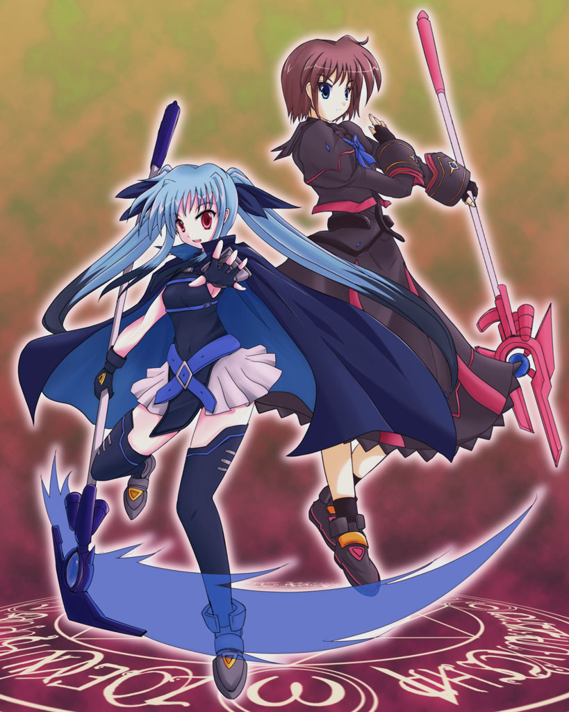 stern the destructor, levi the slasher, luciferion, and vulnificus (lyrical nanoha and 3 more) drawn by don_(102558)