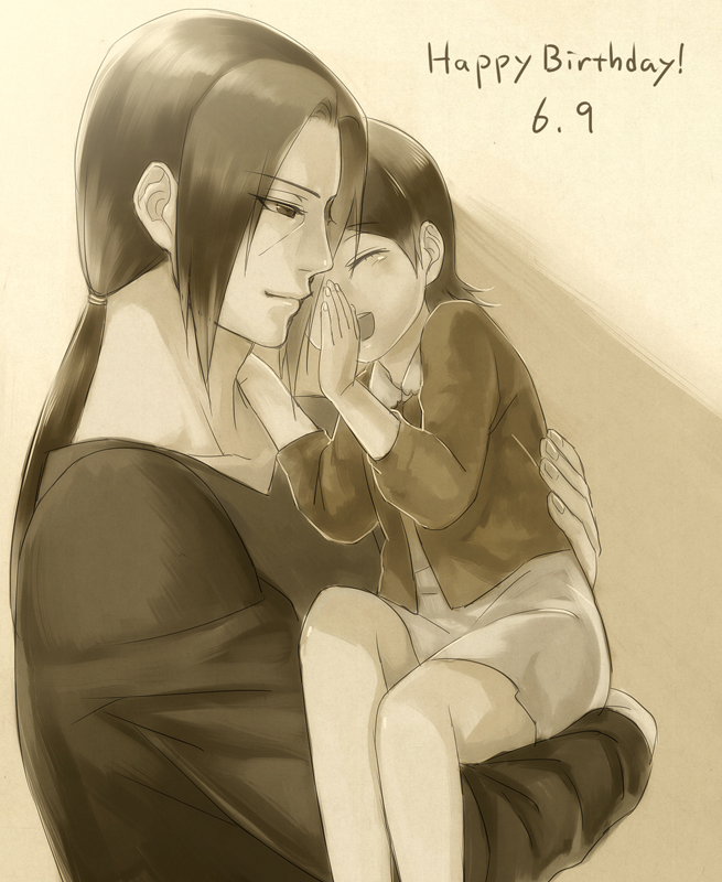uchiha sarada and uchiha itachi (naruto) drawn by hal_(sakurajam)