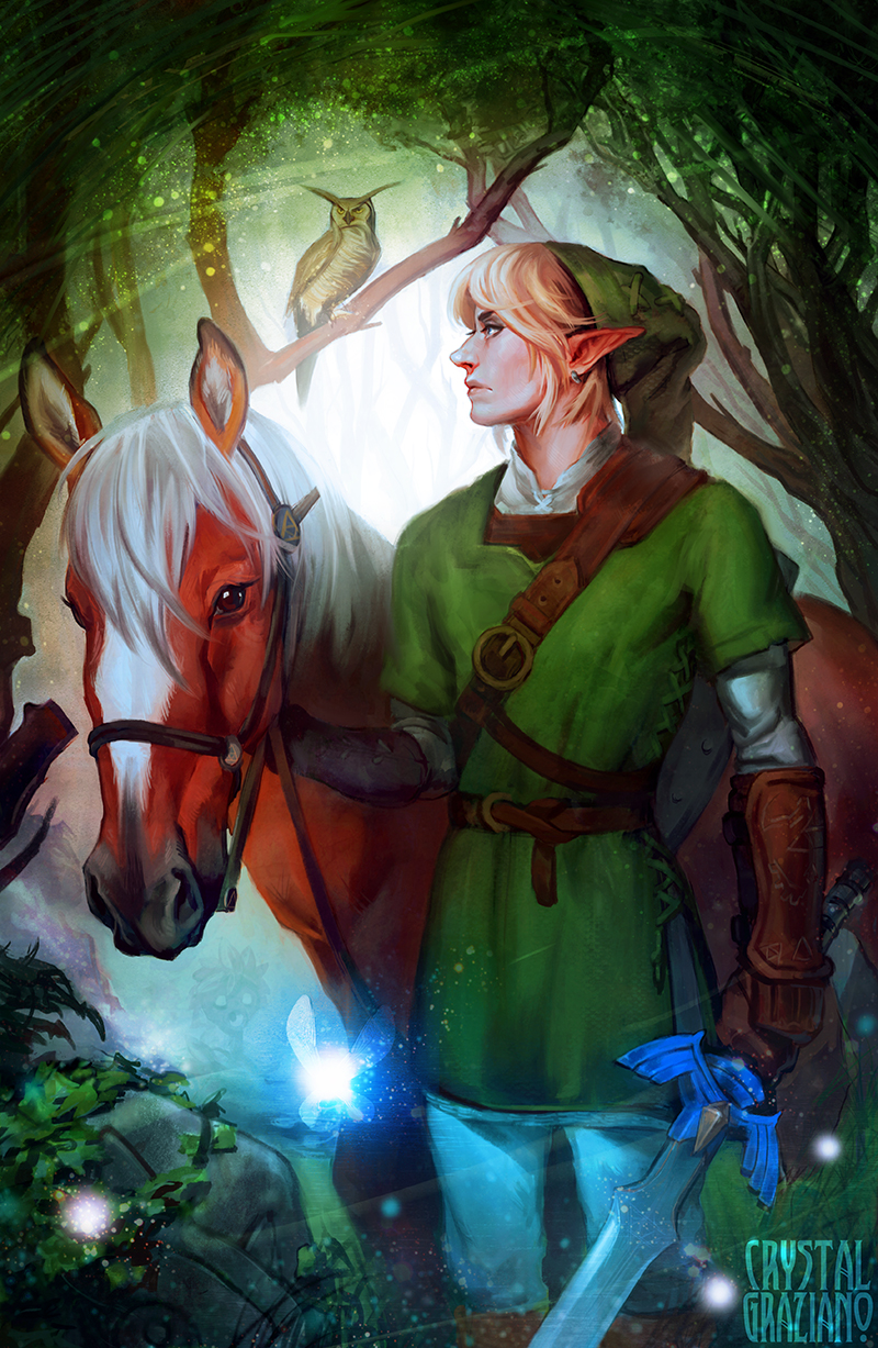 link, navi, epona, and kaepora gaebora (the legend of zelda and 1 more) drawn by crystal_graziano
