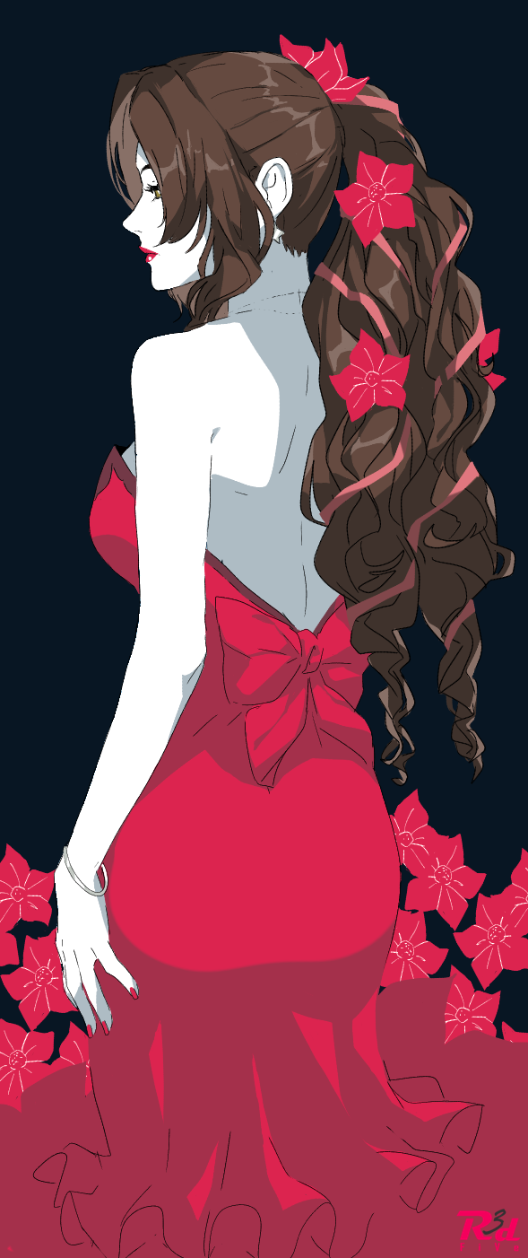 aerith gainsborough (final fantasy and 1 more) drawn by r3dfive