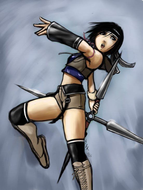 yuffie kisaragi and ninja (final fantasy and 2 more) drawn by gts